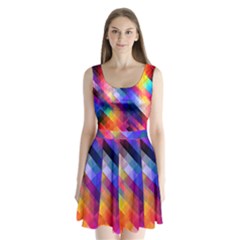 Abstract Background Colorful Split Back Mini Dress  by Alisyart