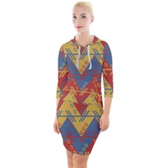 Aztec South American Pattern Zig Quarter Sleeve Hood Bodycon Dress by Alisyart