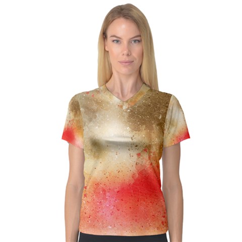 Abstract Space Watercolor V-neck Sport Mesh Tee by Alisyart