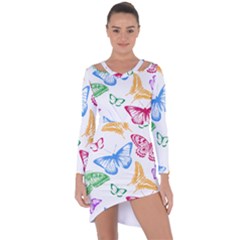 Butterfly Rainbow Asymmetric Cut-out Shift Dress by Alisyart