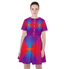 Geometric Blue Violet Red Gradient Sailor Dress by Alisyart
