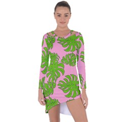Leaves Tropical Plant Green Garden Asymmetric Cut-out Shift Dress by Alisyart