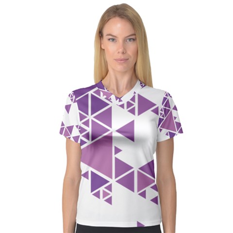 Art Purple Triangle V-neck Sport Mesh Tee by Mariart