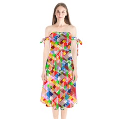 Background Triangle Rainbow Shoulder Tie Bardot Midi Dress by Mariart