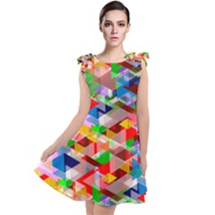 Background Triangle Rainbow Tie Up Tunic Dress by Mariart