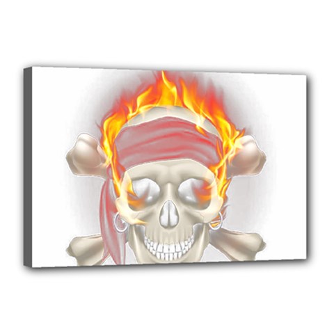 Fire Red Skull Canvas 18  X 12  (stretched) by Mariart