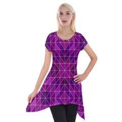 Purple Triangle Pattern Short Sleeve Side Drop Tunic by Alisyart