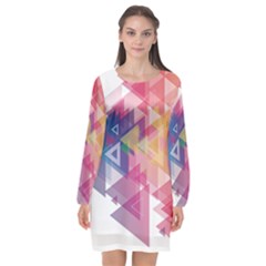 Science And Technology Triangle Long Sleeve Chiffon Shift Dress  by Alisyart