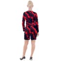 Red Black Fractal Mandelbrot Art Wallpaper Button Long Sleeve Dress View2