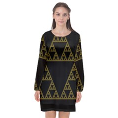 Sierpinski Triangle Chaos Fractal Long Sleeve Chiffon Shift Dress  by Alisyart
