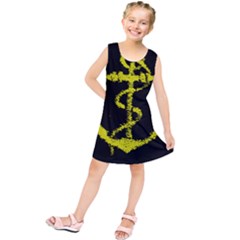 French Navy Golden Anchor Symbol Kids  Tunic Dress by abbeyz71