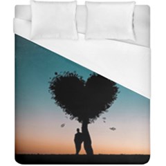 Tree Heart At Sunset Duvet Cover (california King Size) by WensdaiAmbrose