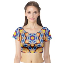 Pattern Abstract Background Art Short Sleeve Crop Top by Pakrebo