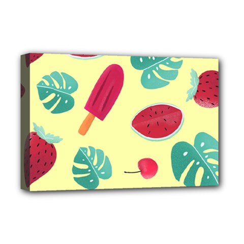 Watermelon Leaves Strawberry Deluxe Canvas 18  X 12  (stretched) by Pakrebo