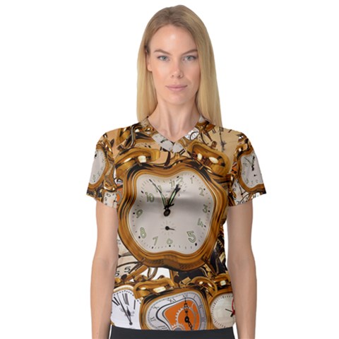 Time Clock Watches V-neck Sport Mesh Tee by Mariart