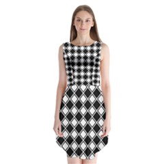 Square Diagonal Pattern Sleeveless Chiffon Dress   by Mariart