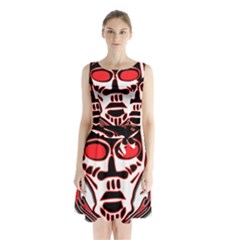 Visual Arts Skull Sleeveless Waist Tie Chiffon Dress by Alisyart