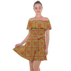 Western Pattern Backdrop Off Shoulder Velour Dress by Mariart