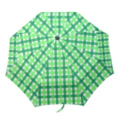 Sweet Pea Green Gingham Folding Umbrellas by WensdaiAmbrose
