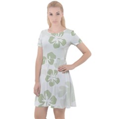 Hibiscus Green Pattern Plant Cap Sleeve Velour Dress  by Alisyart