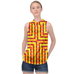 Digital Artwork Abstract High Neck Satin Top by Mariart