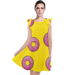Background Donuts Sweet Food Tie Up Tunic Dress by Alisyart