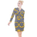 Background Image Decorative Button Long Sleeve Dress View1