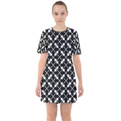 Black And White Fantasy Sixties Short Sleeve Mini Dress by retrotoomoderndesigns