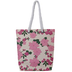 Floral Vintage Flowers Wallpaper Full Print Rope Handle Tote (small) by Mariart