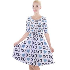 Xo Valentines Day Pattern Quarter Sleeve A-line Dress by Valentinaart