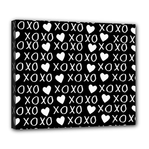 Xo Valentines Day Pattern Deluxe Canvas 24  X 20  (stretched) by Valentinaart