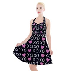 Xo Valentines Day Pattern Halter Party Swing Dress  by Valentinaart