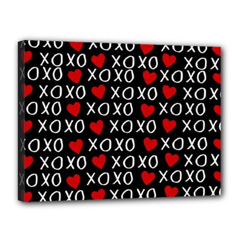 Xo Valentines Day Pattern Canvas 16  X 12  (stretched) by Valentinaart