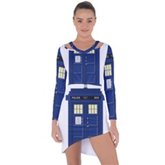 Tardis Doctor Who Time Travel Asymmetric Cut-out Shift Dress by Wegoenart