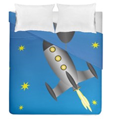 Rocket Spaceship Space Travel Nasa Duvet Cover Double Side (queen Size) by Wegoenart
