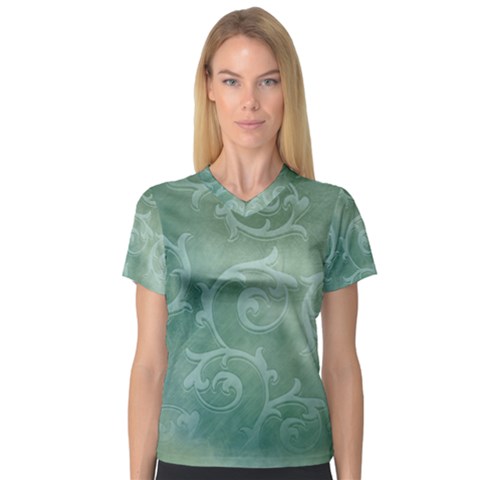 Background Green Structure Texture V-neck Sport Mesh Tee by Alisyart