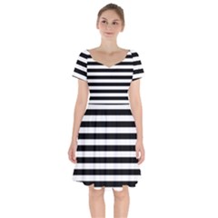 Black Stripes Short Sleeve Bardot Dress by snowwhitegirl