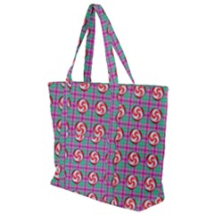 Peppermint Candy Pink Plaid Zip Up Canvas Bag by snowwhitegirl