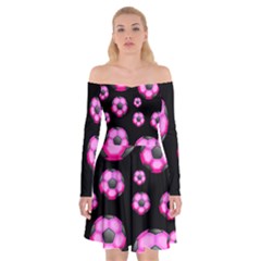 Wallpaper Ball Pattern Pink Off Shoulder Skater Dress by Alisyart