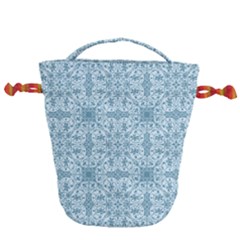 Ornamental Blue Drawstring Bucket Bag by snowwhitegirl