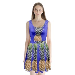 Pineapple Blue Split Back Mini Dress  by snowwhitegirl
