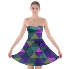 Blue Geometric Strapless Bra Top Dress by snowwhitegirl