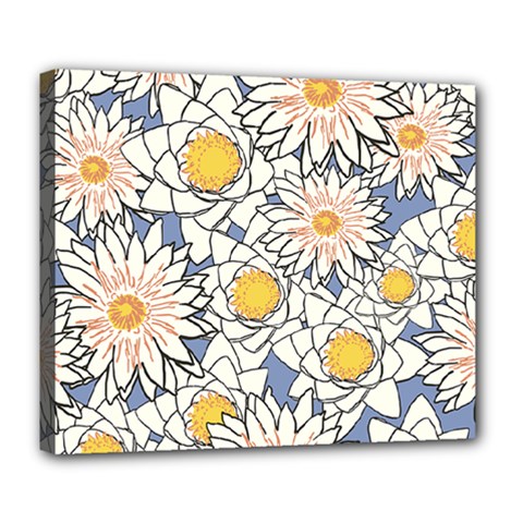 Vintage White Flowers Deluxe Canvas 24  X 20  (stretched) by snowwhitegirl