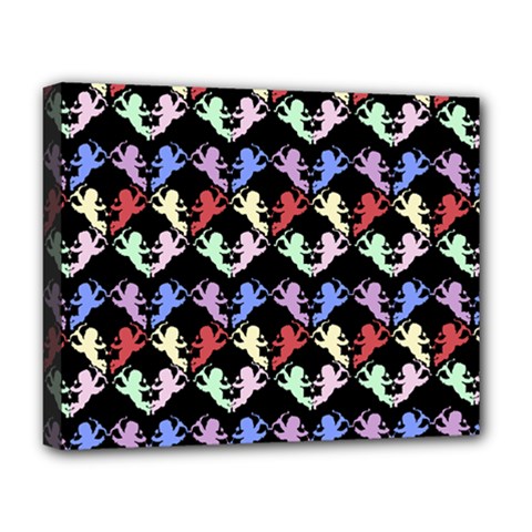Colorful Cherubs Black Deluxe Canvas 20  X 16  (stretched) by snowwhitegirl