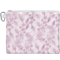 Pink Floral Canvas Cosmetic Bag (xxxl) by snowwhitegirl