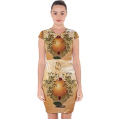 Wonderful Easter Egg With Flowers And Snail Capsleeve Drawstring Dress  by FantasyWorld7