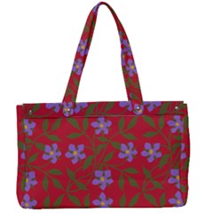 Red With Purple Flowers Canvas Work Bag by snowwhitegirl
