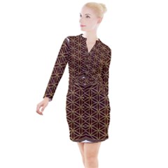 Flower Of Life Button Long Sleeve Dress by Sudhe
