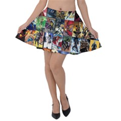 Comic Book Images Velvet Skater Skirt by Sudhe
