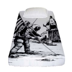 Apollo Moon Landing Nasa Usa Fitted Sheet (single Size) by Sudhe